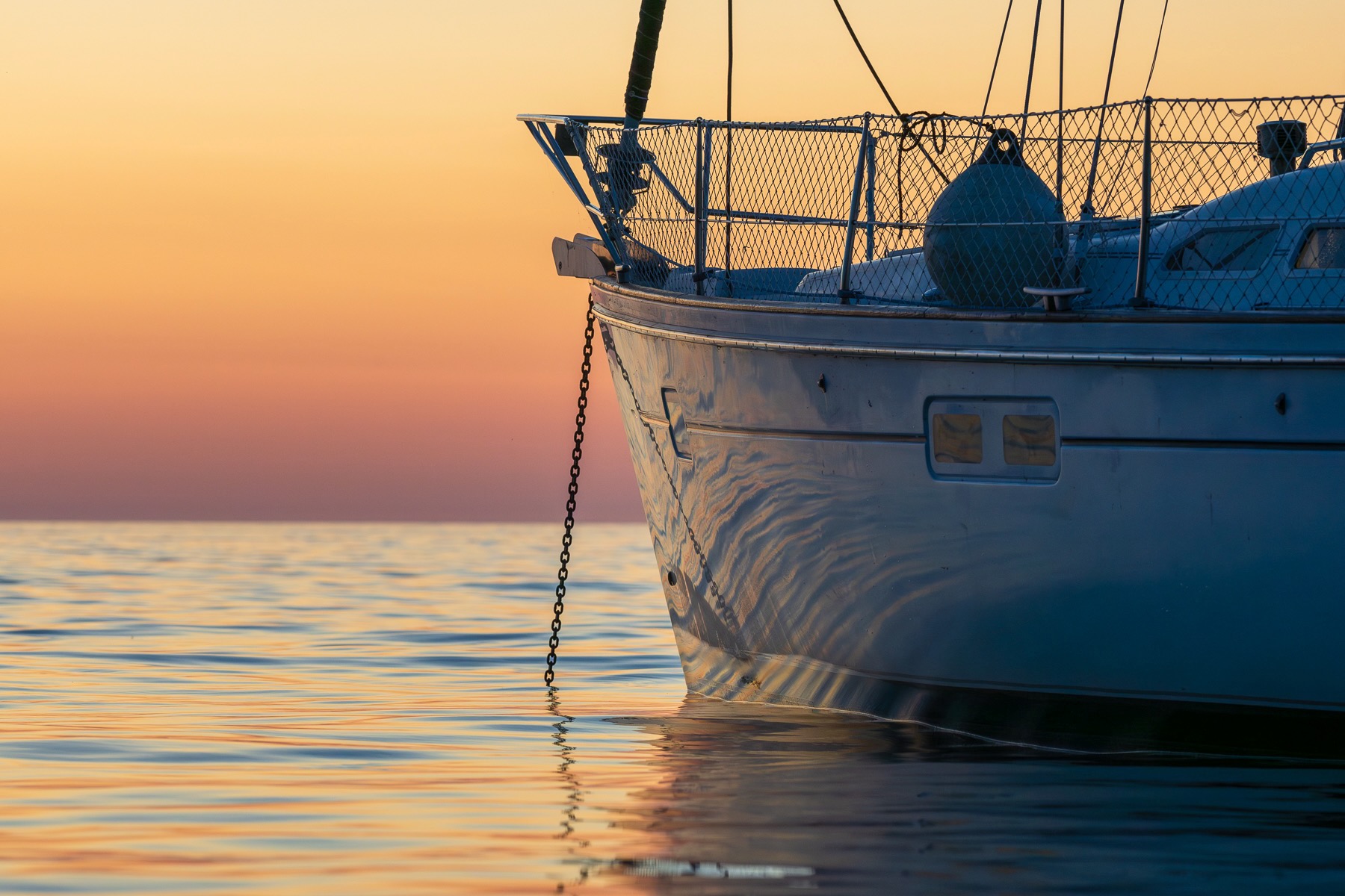 An anchored sailboat near Holland, MI